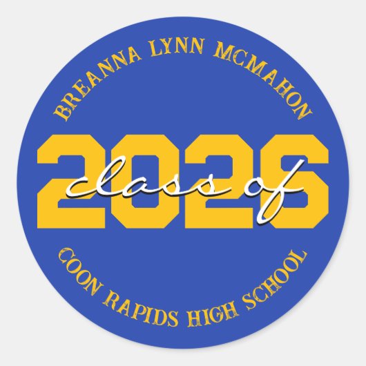 Aufkleber für Personalisierte Abschluss in Blau un (Vorderseite)