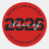 Aufkleber für Personalisierte Abschluss in Rot und (Vorderseite)