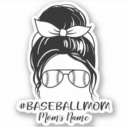 Aufkleber für personalisierte Baseball-Mama (Vorderseite)