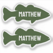 Aufkleber für personalisierte grüne Bassfische (Vorderseite)