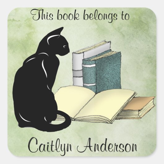 Aufkleber für personalisierte Katzen und Buchzeich (Vorderseite)