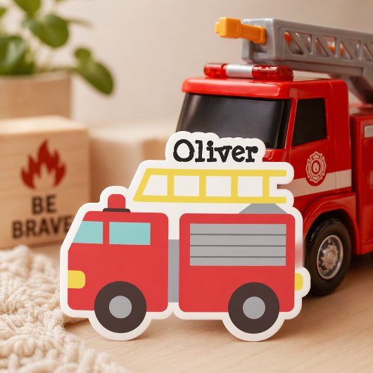 Aufkleber für personalisierte Kinder mit rotem Feu