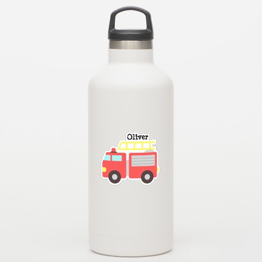Aufkleber für personalisierte Kinder mit rotem Feu (Wassserflasche)