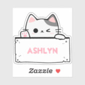 Aufkleber für personalisierte Niedliche graue Katz (Blatt)