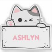 Aufkleber für personalisierte Niedliche graue Katz (Vorderseite)