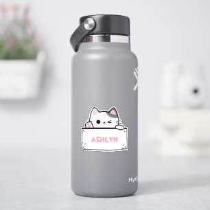 Aufkleber für personalisierte Niedliche graue Katz