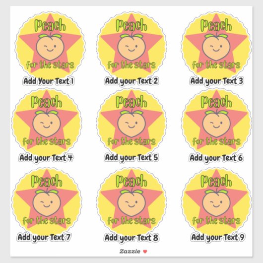 Aufkleber für personalisierte Peach Fruchtlehrer (Blatt)