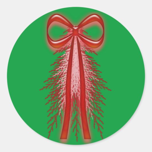 Aufkleber für Red Ribbon Evergreen Holiday Envelop (Vorderseite)