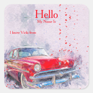 Aufkleber für Red Vintage Car Name