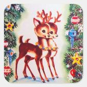 Aufkleber für Rentiere Retro-Weihnachtsfest (Vorderseite)