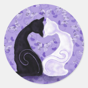 Aufkleber für romantische Katzen