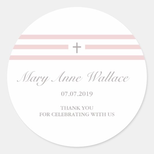 Aufkleber für rosa Taufe (Vorderseite)