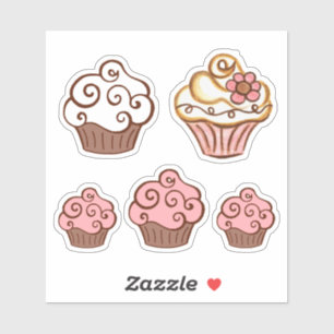 Aufkleber für rosa weiße Cupcakes