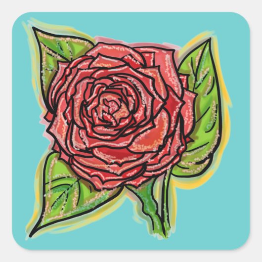 Aufkleber für rote Rosen (Vorderseite)