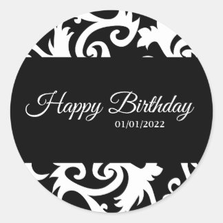 Aufkleber für runde schwarze und weiße Damaskals