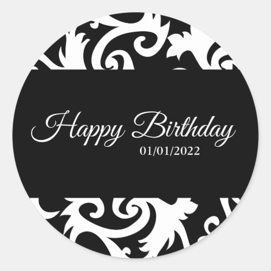 Aufkleber für runde schwarze und weiße Damaskals (Vorderseite)