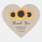 Aufkleber für rustikale Burlap- und Sonnenblumen-G (Vorderseite)