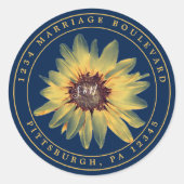 Aufkleber für rustikale Sonnenblumen-Rücksendeadre (Vorderseite)