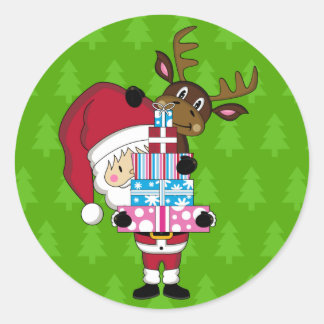 Aufkleber für Santa Claus und Reindeer