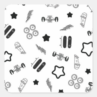 Aufkleber für Schwarz-Weiß-Skateboarding-Quadrate