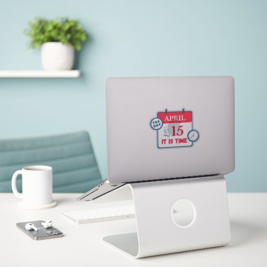 Aufkleber für Steuertage (Laptop auf Schreibtisch)