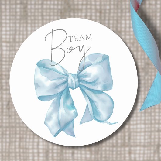 Aufkleber für Team Boy Blue Bow Gender Reveal