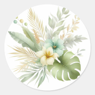Aufkleber für tropische Blätter und Blume mit weic