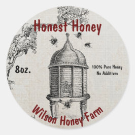 Aufkleber für Vintage Bienenstock-Honig-JAR-Etiket