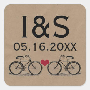 Aufkleber für Vintage-Fahrrad-Hochzeitsgunstbeweis