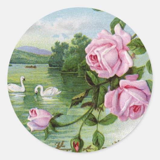 Aufkleber für Vintage Liebe - Schwäne (Vorderseite)