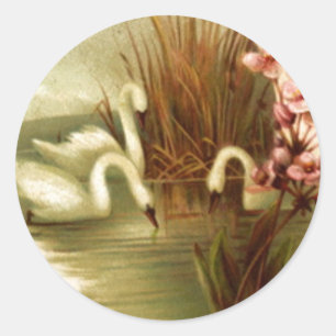 Aufkleber für Vintage Schwäne-Umschlag Aufkleber