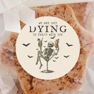 Aufkleber für Vintages Skelett-Halloween-Party