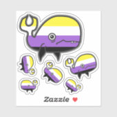 Aufkleber für Wale, nicht binär, aber stolz (Blatt)