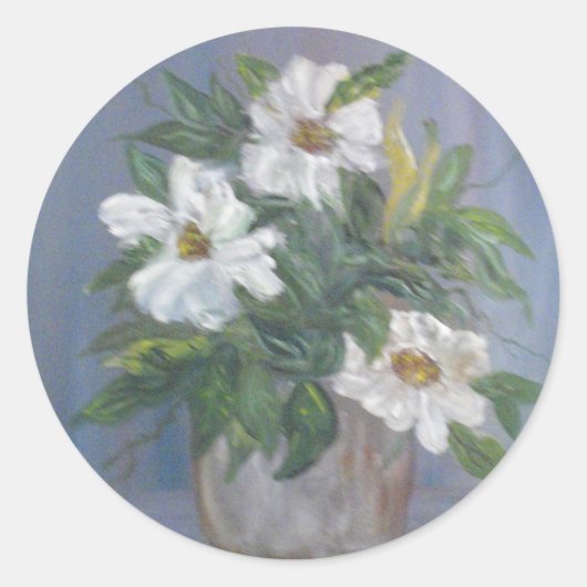 Aufkleber für weiße Blume (Vorderseite)