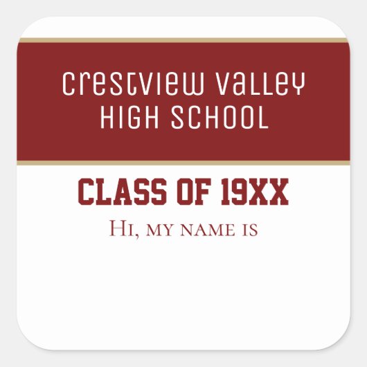 Aufkleber für Wiedersehen-Klassennamen (Vorderseite)