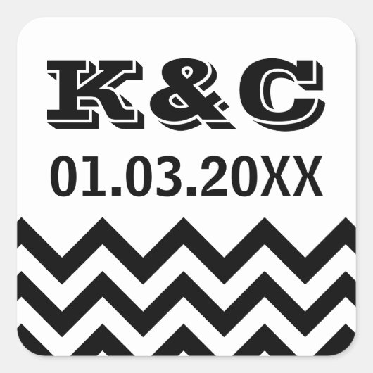Aufkleber für Zickzack Gastgeschenk Hochzeit (Vorderseite)