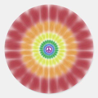 Aufkleber, Gefärbte Krawatte Rainbow Peace Sign Ex Runder Aufkleber