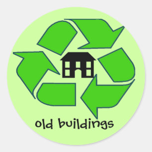 Aufkleber - Gerecycelt - alte Gebäude
