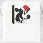 Aufkleber-Geschenk Tag Santa Kuh Quadratischer Aufkleber (Tasche)