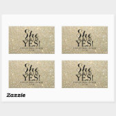 Aufkleber | Glitzer Brautparty - Sie sagte ja! (Blatt)