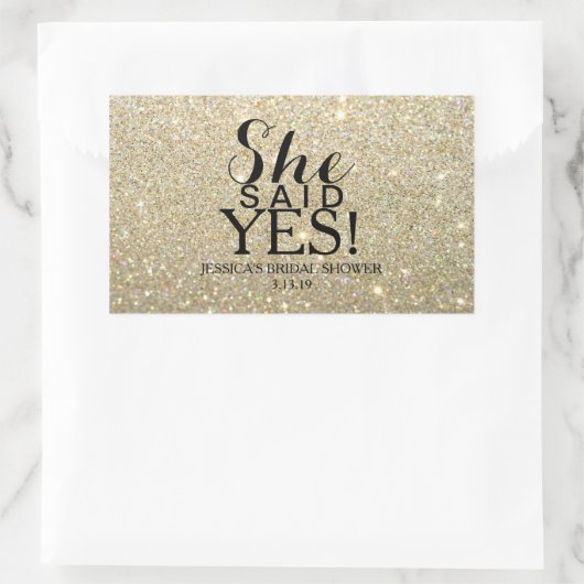 Aufkleber | Glitzer Brautparty - Sie sagte ja! (Tasche)