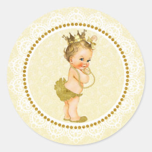 Aufkleber Goldkleiner Prinzessin-Babyparty