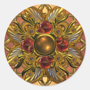 Aufkleber Hellrot Gold Juwel