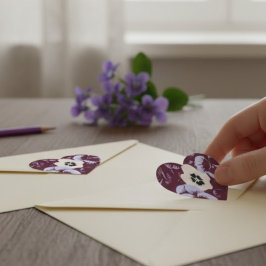Aufkleber Herz aus Veilchen Floral Aufkleber