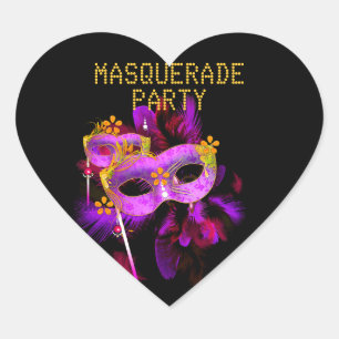 Aufkleber Herz MASQUERADE Rosa Gold