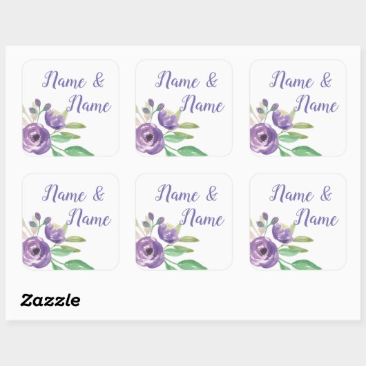 Aufkleber Hochzeiten Labels Lila Blume (Blatt)