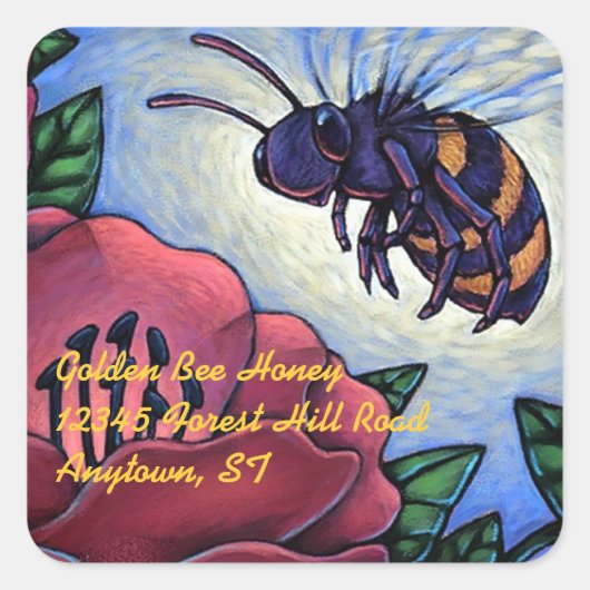 Aufkleber Honey Bee besucht Blume Imker Produkt (Vorderseite)