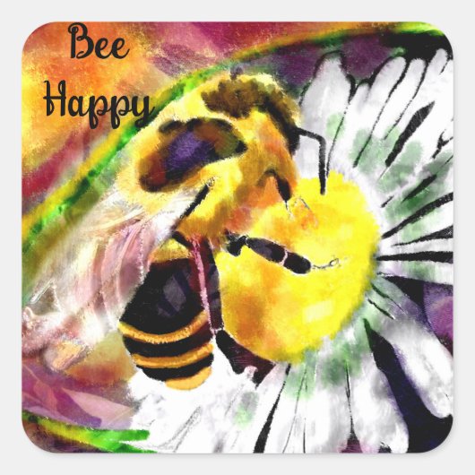 Aufkleber - Hummel Bee Happy Abstrakt Art Floral (Vorderseite)
