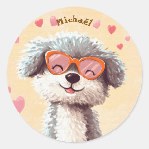 Aufkleber Hund Frohen Valentinstag Kinder Schule