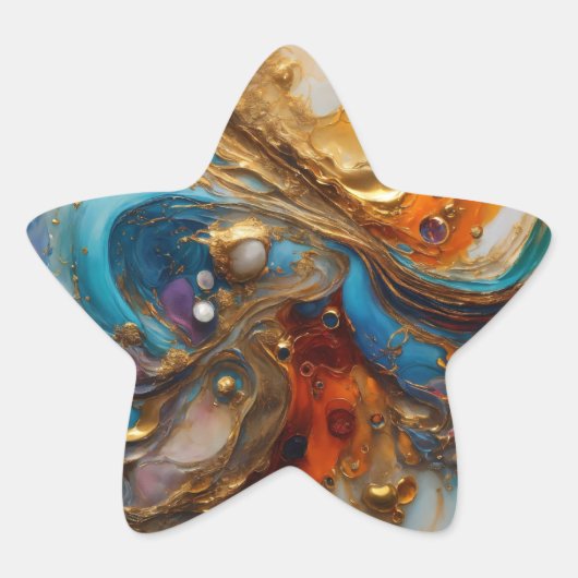Aufkleber in Form eines mehrfarbigen Sterns (Vorderseite)